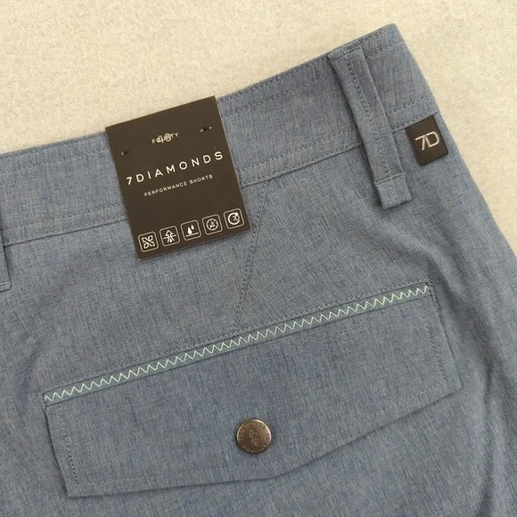 7 Diamonds Velocity Performance Shorts Mens 40 Steel Blue 4-Way Stretch New - Picture 9 of 10